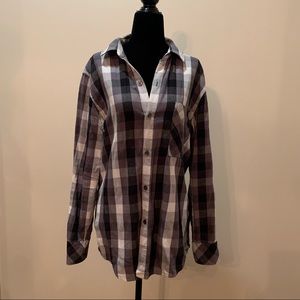TNA Women’s Plaid Oversize Fit Button Up, Small